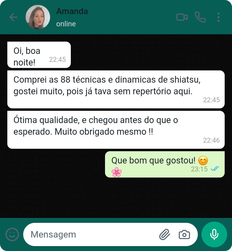 Depoimento de cliente via WhatsApp